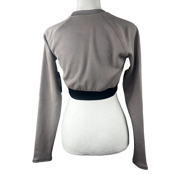Nike Just Do It Ribbed Crop Top Shirt Size S NWT Taupe NWT Long Sleeve - Picture 11 of 11